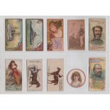 Cigarette cards, USA, 10 type cards, Kinney Naval Vessels of the World (2), Surf Beauties (1),