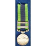 Militaria, Indian General Service Medal with N.W. Frontier 1931-33 and Mohmand 1933 clasps. Engraved