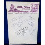 Music autographs, Caesar's Palace Promotions and Sales Dept. headed paper signed by The Drifters