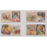 Cigarette cards, USA, Goodwin's, Games & Sports Series, 4 type cards, Chariot Race, Bull Fighting,