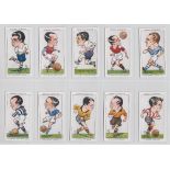 Cigarette cards, Ogden's, two sets, Football Caricatures (50 cards, vg/ex) & ABC of Sport (25 cards,