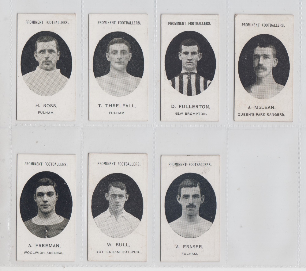 Cigarette cards, Taddy, Prominent Footballers, 14 cards, Fulham (4), Ross, Threlfall, Fraser &