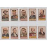 Trade cards, Chappel's Chocolates, British Celebrities, inc. Baden-Powell (set, 10 cards) (gd/vg)