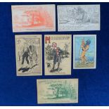 Puzzle Cards, 6 late 19th/early 20thC puzzle cards, deep sea diver, Football Association Find the