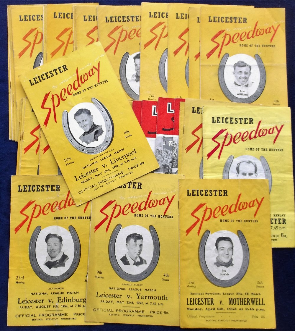 Speedway Programmes, a collection of 40+ Leicester Home Programmes with dates between 1950 & 1958