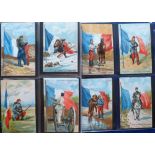 Postcards, Military, approx. 120 cards inc. Flags (French Army) (22), Pluviose catastrophe 26.3.1910