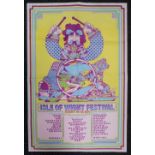 Music, Isle Of Wight Festival poster for 1970 featuring Jimi Hendrix, (approx. size 50.5 x 76 cms)