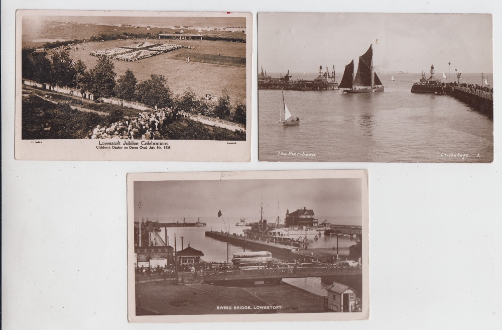 Postcards, Suffolk, Lowestoft, 6 cards inc. 4 RP's inc. bombardment Cleveland Rd, swing bridge, - Image 2 of 2