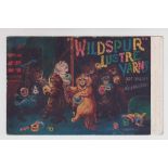 Postcard, Louis Wain advertising card for Wildspur lustre yarns (p.u. 1910, gen gd)