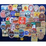 Beer labels, a mixed selection of 44 labels (inc. one stopper), various shapes, sizes and brewers