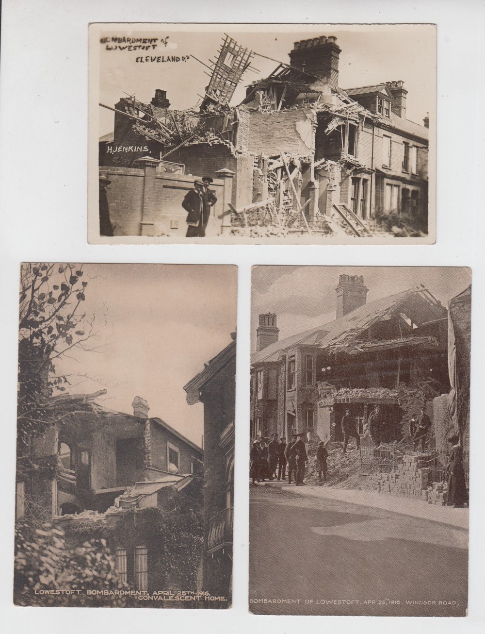 Postcards, Suffolk, Lowestoft, 6 cards inc. 4 RP's inc. bombardment Cleveland Rd, swing bridge,