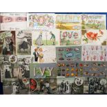 Postcards, a subject mix of approx. 90 cards inc. puzzle cards (Rebus, hidden subject, mirror,