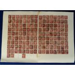 Stamps, GB, collection of 147 Penny Reds by number. Hinge mounted onto card (gd)
