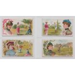 Cigarette cards, USA, Goodwin's, Games & Sports Series, 4 type cards, Lawn Tennis, Pigeon