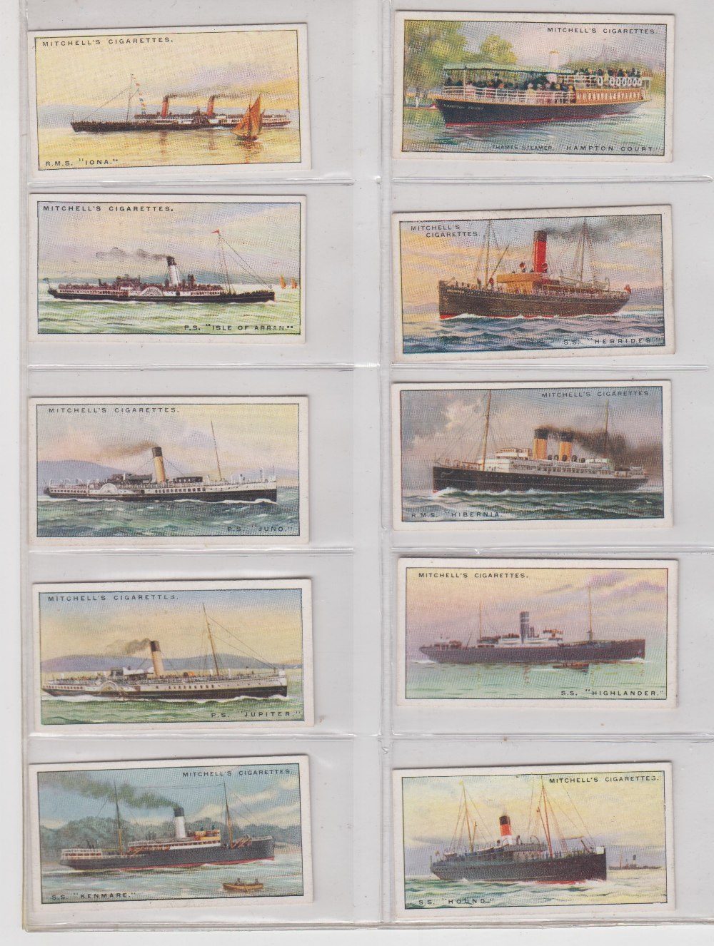 Cigarette cards, Mitchell's, River Coasters & Steamers (set, 70 cards) (gd)
