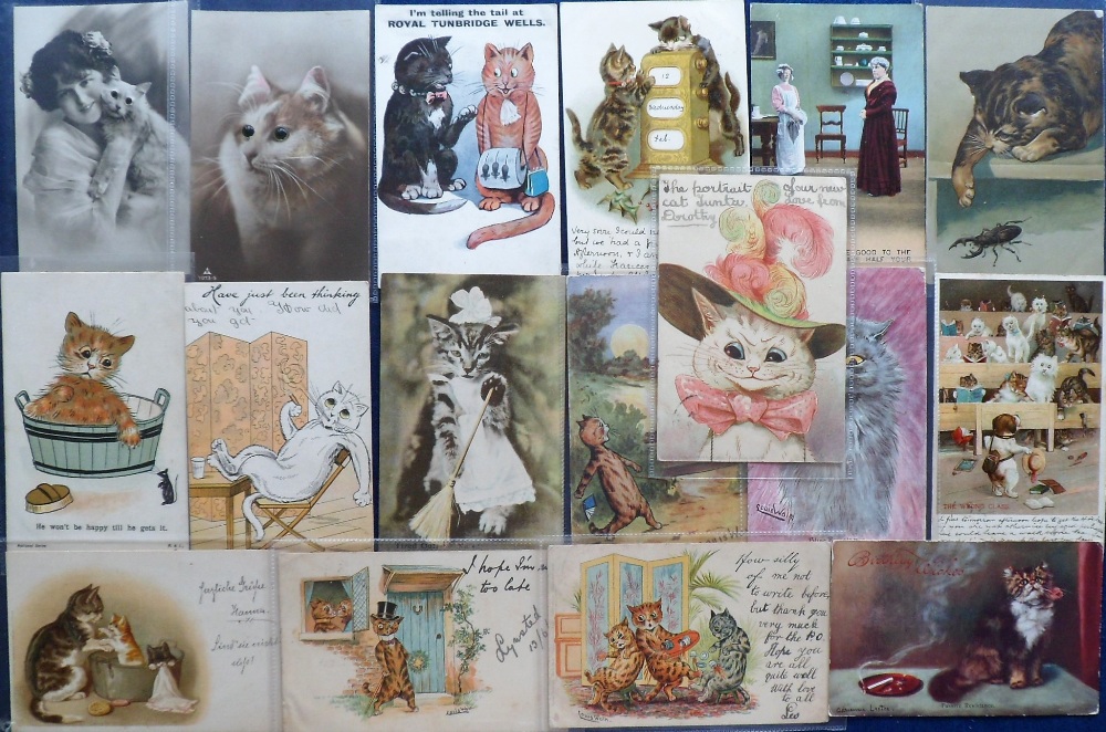 Postcards, a collection of 30+ mainly illustrated cards of cats with 5 Louis Wain cards inc. ' - Image 2 of 2