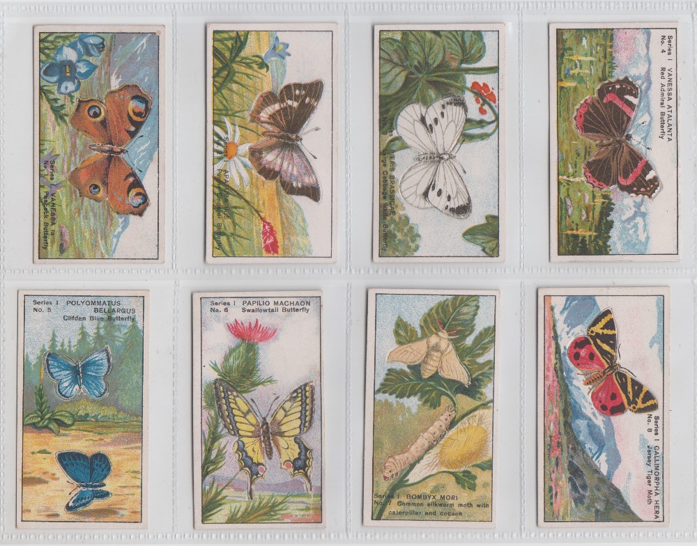 Trade cards, Cassell's, Butterflies & Moths Series, 'M' size (set, 12 cards) (gd)