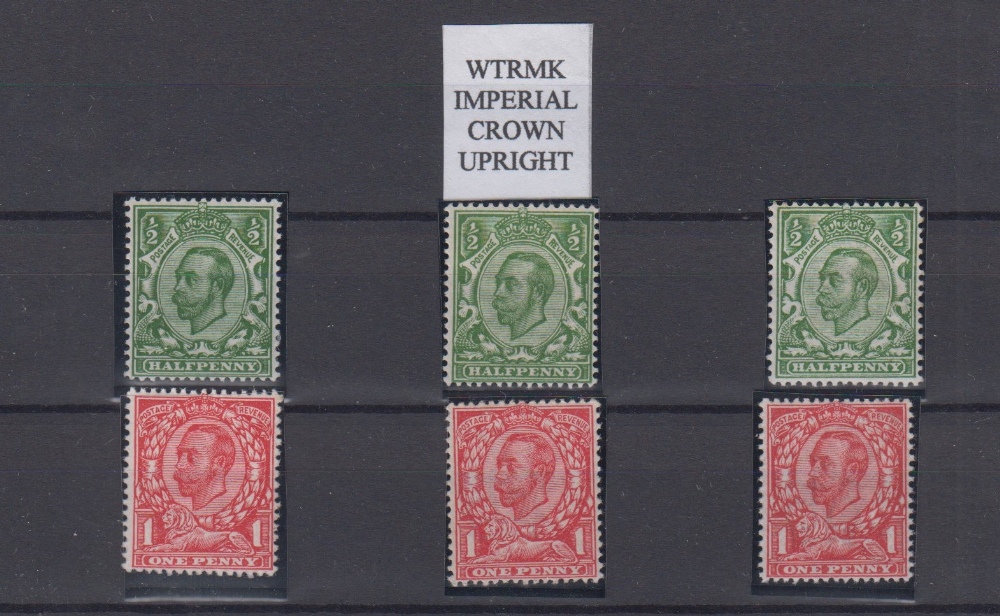 Stamps, GB, 1912 Imperial Crown set of 6, King George V Downey head SG 338/43. Mint condition.