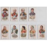 Cigarette cards, USA, Kinney, Leaders, 9 type cards, Lord Nelson, Wellington, La Fayette, Com.