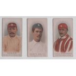 Cigarette cards, Wills, Cricketers 1896, 3 cards, Board Gloucestershire, Quaife Warwickshire, & De