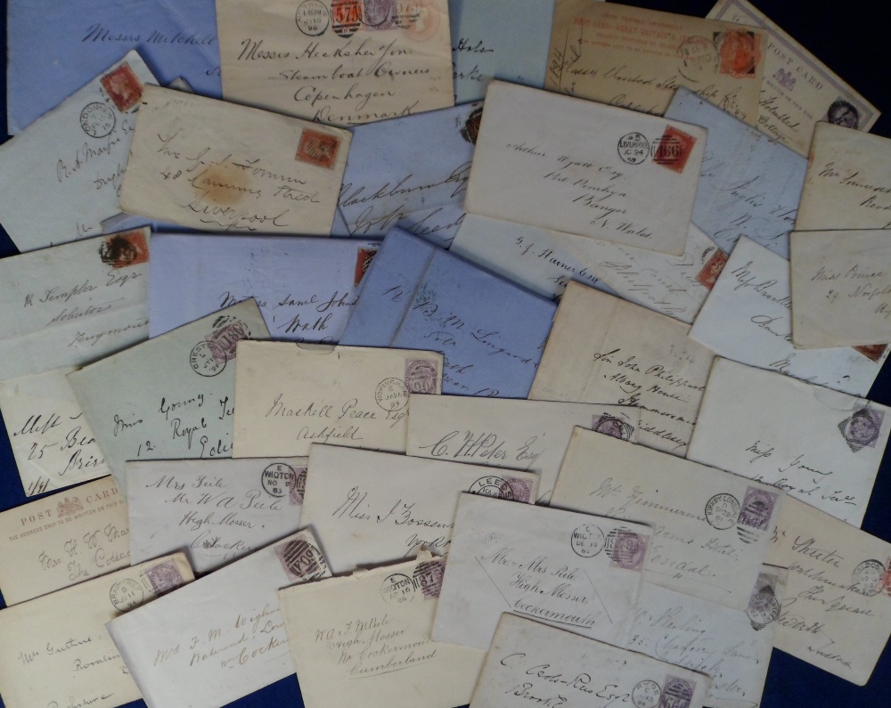 Stamps, Victorian Postal History, envelopes, postcards and wrappers dating from 1840s to 1890s