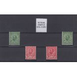 Stamps, GB, 1912 set of 4 watermark Royal Cypher (Simple) 1/2d and 1d King George V Downey heads