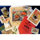 Advertising, 13 early 20thC food related advertising inserts, advertisements, labels and booklets to