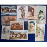 Cigarette cards, USA & Canada, 10 non-insert advertising cards Newsboy (3), W W Russell (Richmond