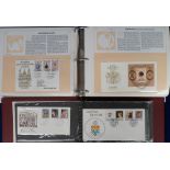 Stamps, HRH Diana Princess of Wales First Day Covers in a maroon album together with Royal Wedding