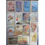 Postcards, Fairies, a collection of 27 artist-drawn cards inc. Cloke, Tarrant, Wheeler etc (gd)