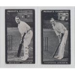 Cigarette cards, Murray's, Cricketers (Series H, Black front), two cards, Jack Sharp & R.H. Spooner,