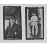 Cigarette cards, Murray's, Cricketers (Series H, Black front), two cards, Geo. Hirst & W. Rhodes,