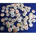 Trade & Tobacco pins, USA, Whitehead & Hoag, a collection of 60+ Flag of Countries, various backs