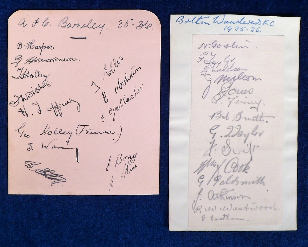 Football autographs, 2 signed album pages, Bolton Wanderers 1935/36 with 14 signatures inc.