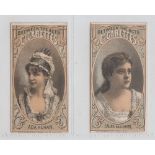 Cigarette cards, USA, Thos. Hall, Presidential Candidates & Actresses, two cards, Laura Bascombe &