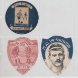 Trade cards, Baines Shields, 3 cards, Blackburn Rovers, (football shaped), Seixlip (shield shaped) &