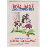 Football programme, Crystal Palace v Gillingham 1937/38 Division 3 South (vg) (1)