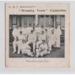 Cigarette card, D & J Macdonald, Cricket & Football Teams (Winning Team) type card, Warwickshire CC,