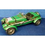 Tin Model Car, British Racing Green replica vintage car (approx. length 33cms) (gd)