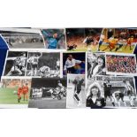 Football press photographs, mixed selection of 120+ b/w & colour photos, 8" x 10" & smaller, 1980'