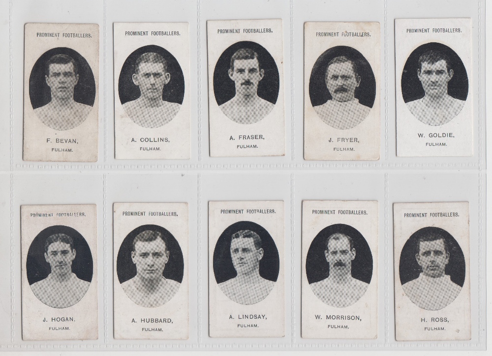 Cigarette cards, Taddy, Prominent Footballers, Fulham, 19 cards (No footnote, 12) F Bevan, A