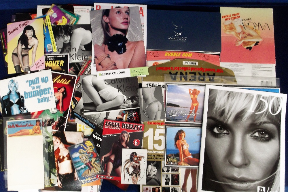 Glamour, quantity of modern advertising cards, bookmarks, postcards and promotional items for