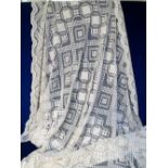 Handmade Victorian Lace Bedspread, approx. size 48" x 92" (gd, some small marks)