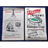 Football programmes, Feyenoord v Tottenham EC 1961/2 (tc, gd) & Amsterdam X1 v Tottenham Fr 17 May