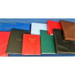 Postcard Accessories, 10 second-hand postcard albums (red, blue, green brown, black) containing a
