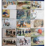 Tony Warr Collection, Postcards, a selection of approx. 50 unusual comic cards, mostly German