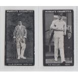 Cigarette cards, Murray's, Cricketers (Series H, Black front), two cards, K.L. Hutchings & R.E.