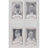 Trade cards, Barratt's, Famous Cricketers (Numbered), 4 cards, nos 12 M. Leyland, Yorks, no 13 G.