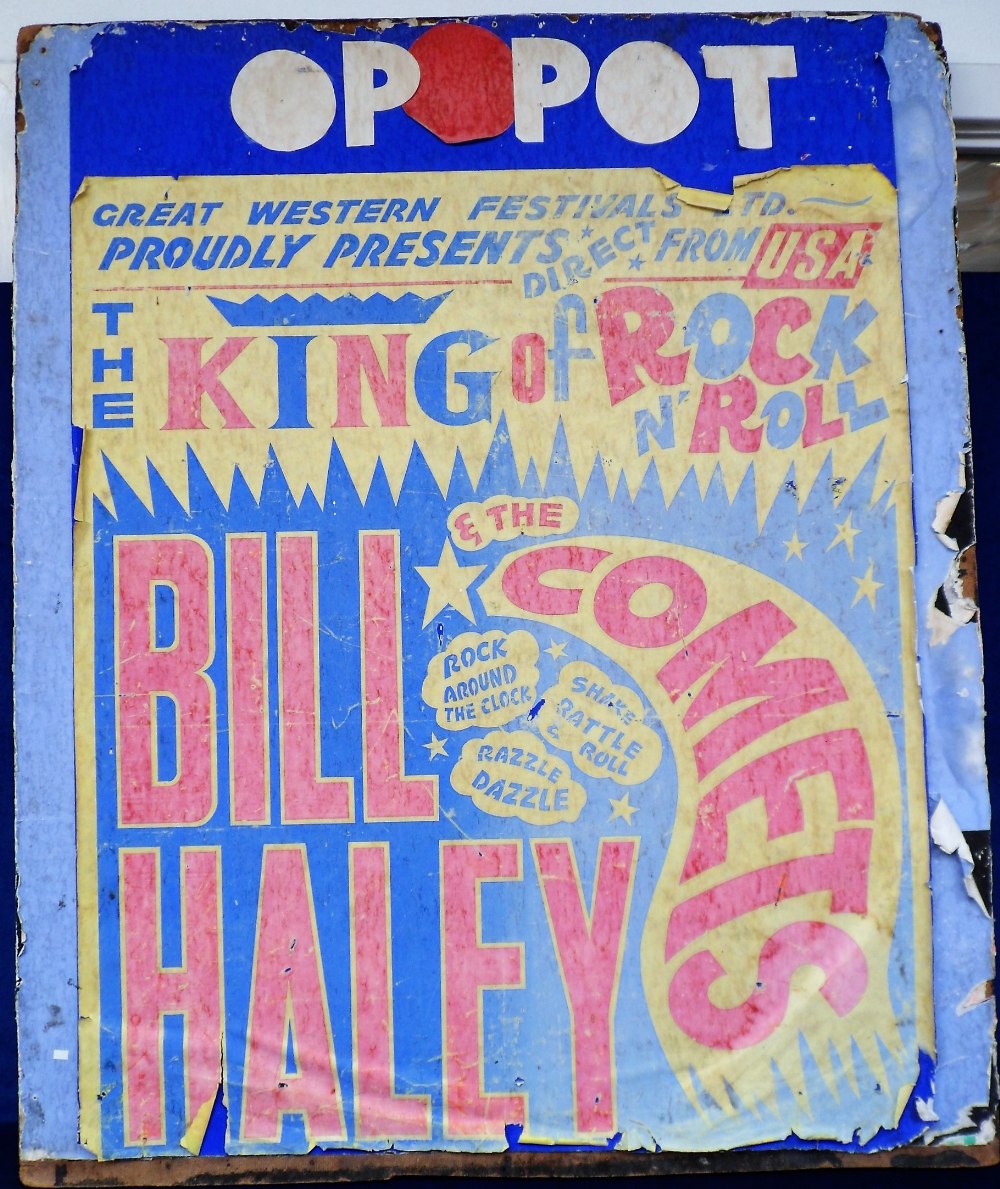 Music, 1974 poster on original hoarding from the 'Topspot' Nightclub in Margate, Kent, the new