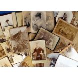 Photographs, a quantity of Cartes de Visite and Cabinet Cards (35+) showing families, a soldier, a